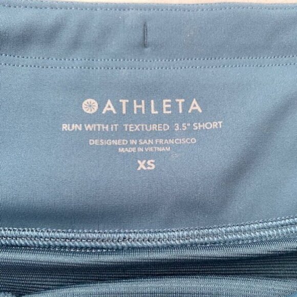 ATHLETA Run With It Textured 3.5in Teal Running Shorts XS - Picture 6 of 11